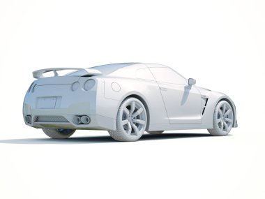 3D araba beyaz boş şablon