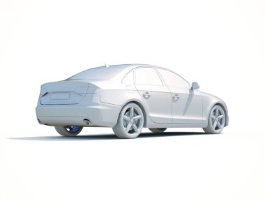 3D araba beyaz boş şablon