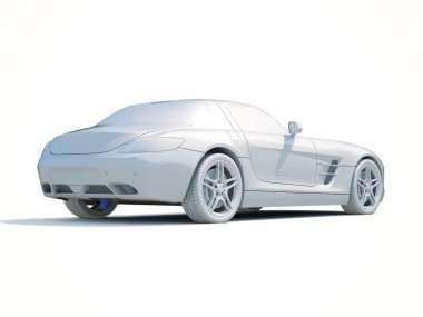 3D araba beyaz boş şablon