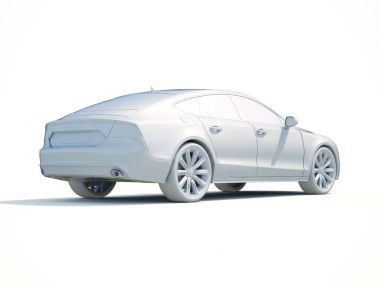 3D araba beyaz boş şablon