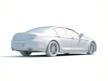 3D araba beyaz boş şablon