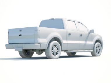 3D araba beyaz boş şablon