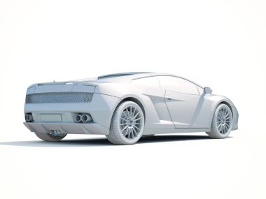 3D araba beyaz boş şablon