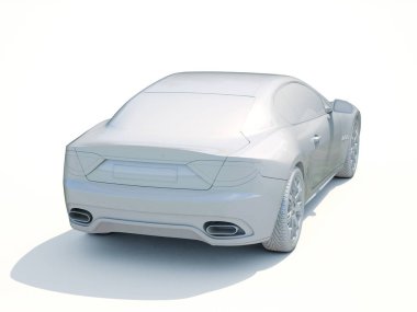 3D araba beyaz boş şablon