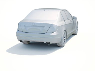 3D araba beyaz boş şablon