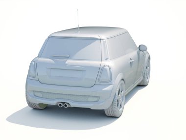 3D araba beyaz boş şablon
