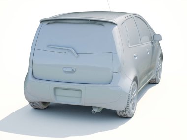 3D araba beyaz boş şablon