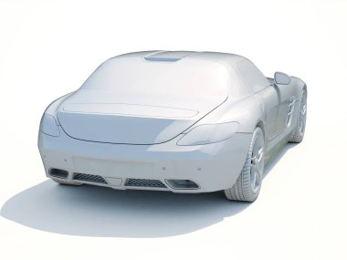 3D araba beyaz boş şablon