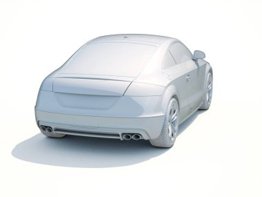 3D araba beyaz boş şablon