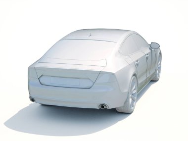 3D araba beyaz boş şablon