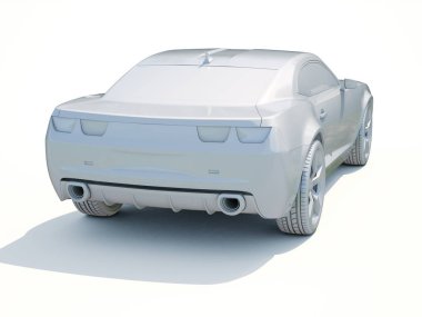 3D araba beyaz boş şablon