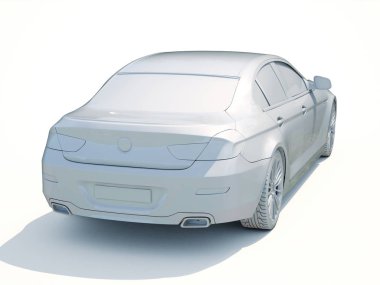 3D araba beyaz boş şablon