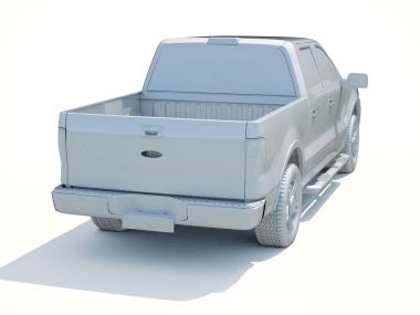 3D araba beyaz boş şablon