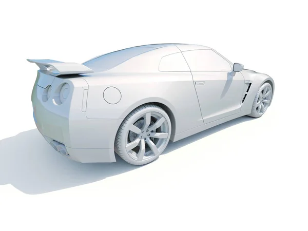 3D Car White Blank Шаблон — стоковое фото