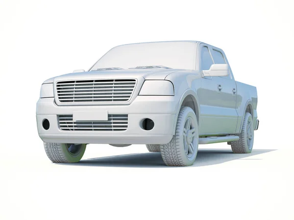 3d carro branco em branco modelo — Fotografia de Stock