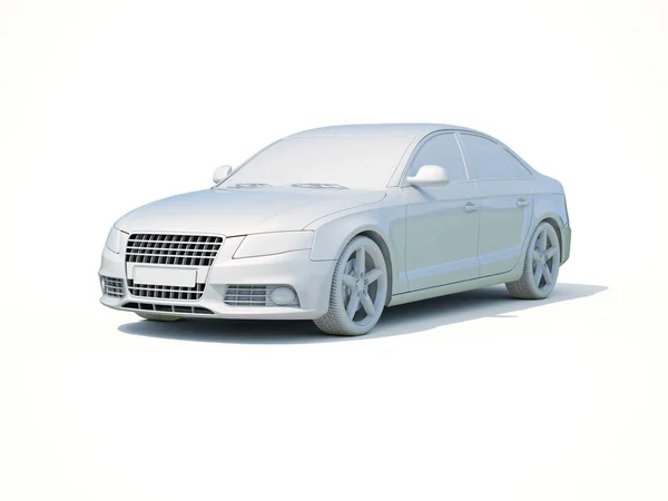 3d carro branco em branco modelo — Fotografia de Stock