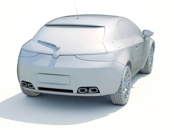 3d Car White Blank Template — Stock Photo, Image