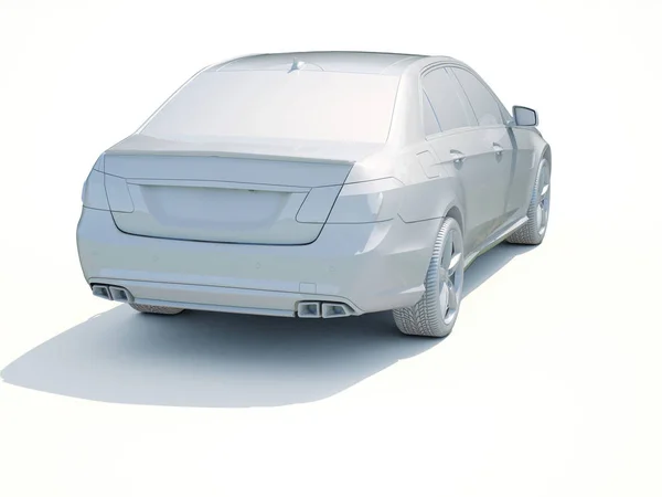 3d auton valkoinen tyhjä malli — kuvapankkivalokuva