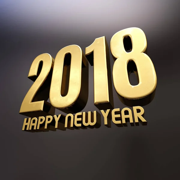 Feliz Año Nuevo 2018 Diseño de texto Ilustración 3D —  Fotos de Stock