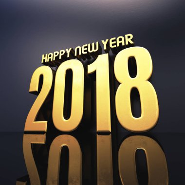Mutlu yeni yıl 2018 metin tasarım 3d çizim