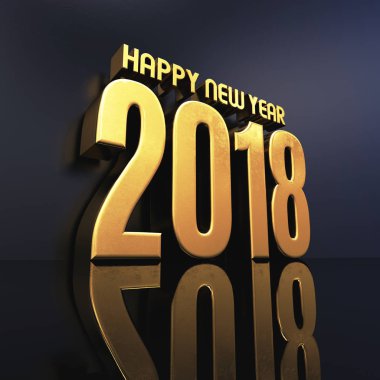 Mutlu yeni yıl 2018 metin tasarım 3d çizim