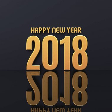 Mutlu yeni yıl 2018 metin tasarım 3d çizim