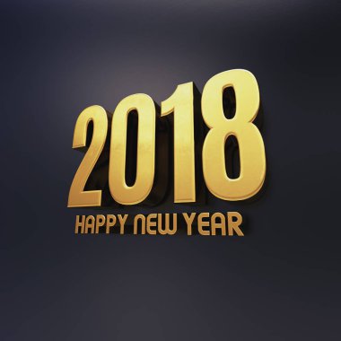 Mutlu yeni yıl 2018 metin tasarım 3d çizim