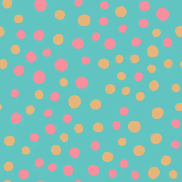 Blauwe leuk Hand Drawn Dots asymmetrische naadloze patroon, gestippelde Swiss — Stockvector