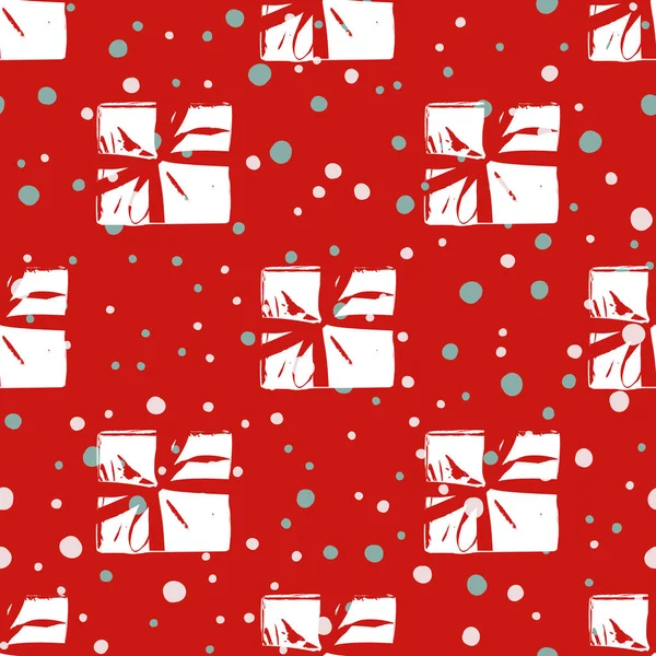 シームレスなクリスマス ギフト ボックス プレゼント パターン — ストックベクタ