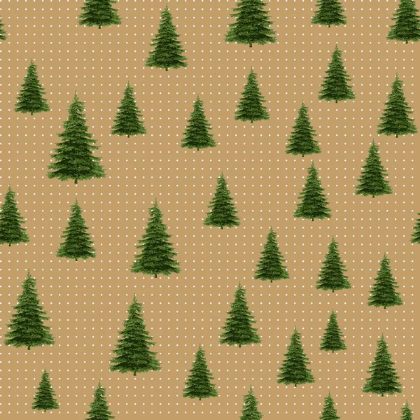 Nahtlose frohe Weihnachten festliches Muster mit Baum — Stockvektor