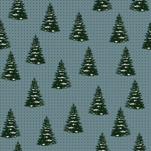 Nahtlose frohe Weihnachten festliches Muster mit Baum — Stockvektor