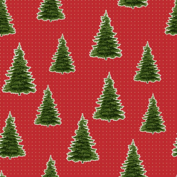 シームレスなクリスマス ツリーでお祝いパターン — ストックベクタ