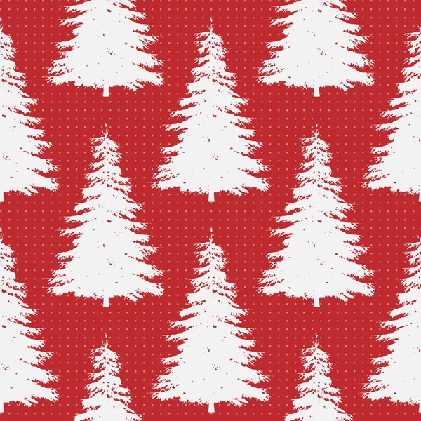 Seamless Merry Christmas Festive Pattern with Tree — Stock Vector