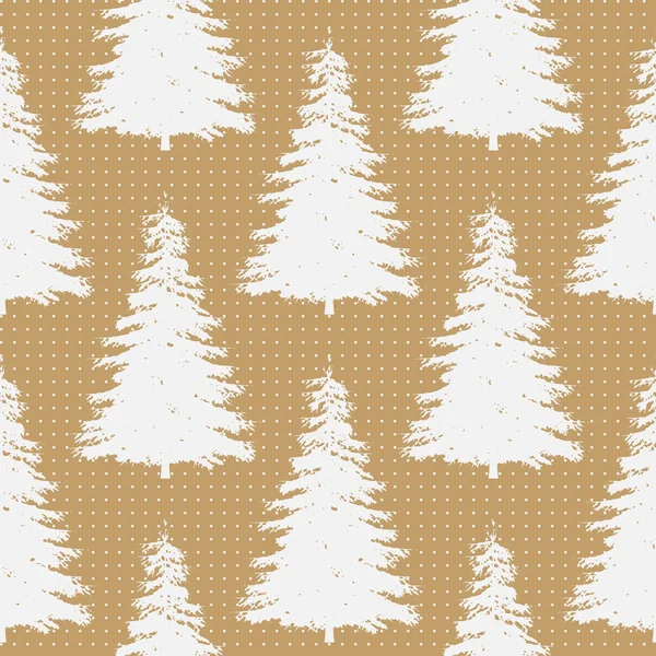 Seamless Merry Christmas Festive Pattern with Tree — Stock Vector