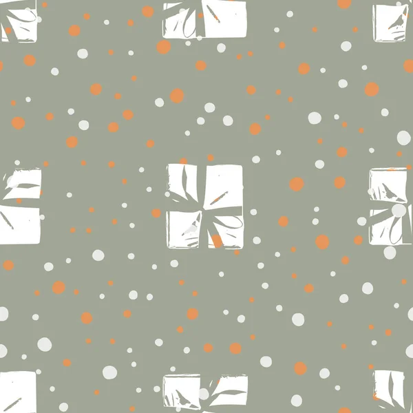 Boîte cadeau de Noël sans couture modèle actuel — Image vectorielle