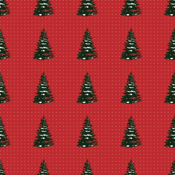 Padrão festivo Feliz Natal sem costura com árvore — Vetor de Stock