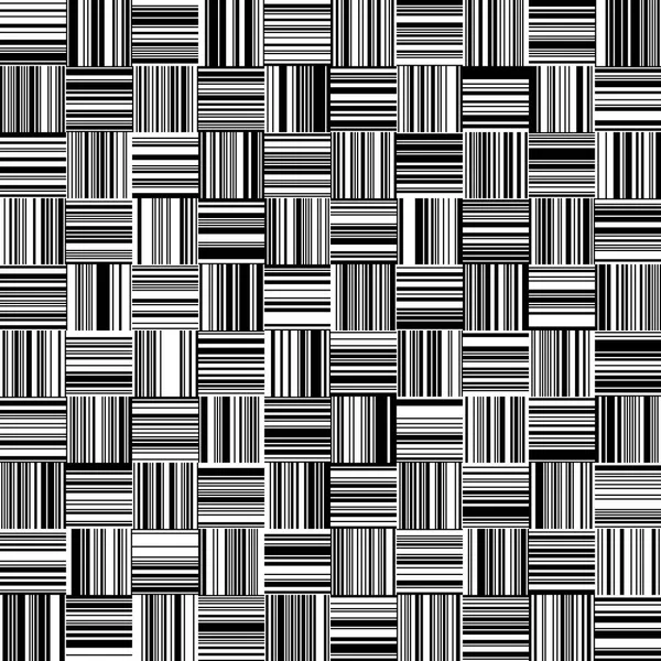 Nahtlose schwarz-weiße gerade vertikale und horizontale Streifen unterschiedlicher Breite — Stockvektor