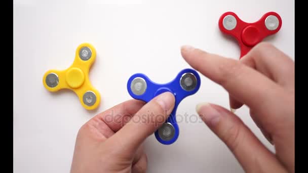 Fidget Finger Spinner Stress Anxiety Relief Toy Fidget Spinner Hand — Stock Video