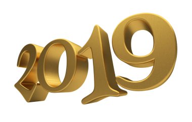 Tebrik kartı tasarım şablonu altın 2019 yazı izole