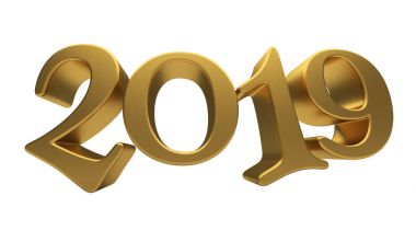 Tebrik kartı tasarım şablonu altın 2019 yazı izole