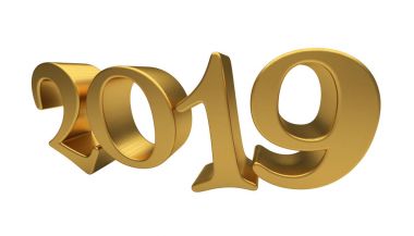 Tebrik kartı tasarım şablonu altın 2019 yazı izole