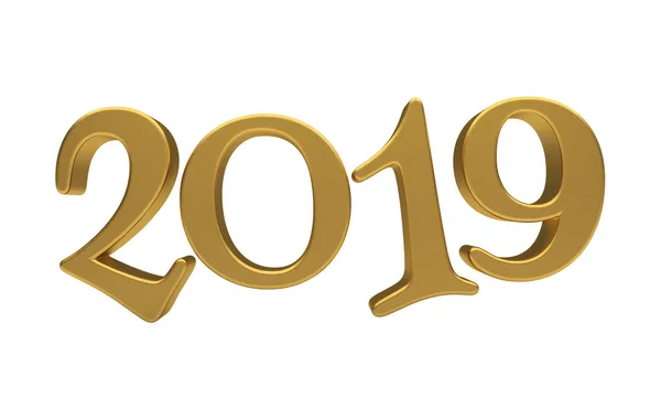 Greeting Card ontwerpsjabloon gouden 2019 letters geïsoleerd — Stockfoto