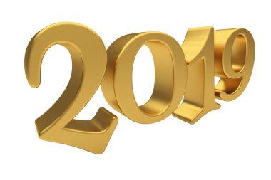 Tebrik kartı tasarım şablonu altın 2019 yazı izole