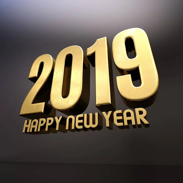 Gold Happy New Year 2019 Text — Stock Photo, Image