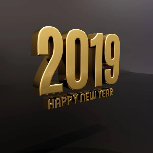 Gold Happy New Year 2019 Text — Stock Photo, Image