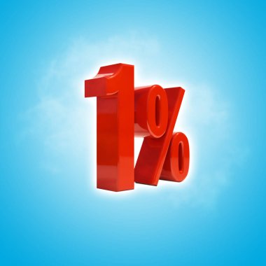 Yüzde 1 kapalı indirim. 3D çizim