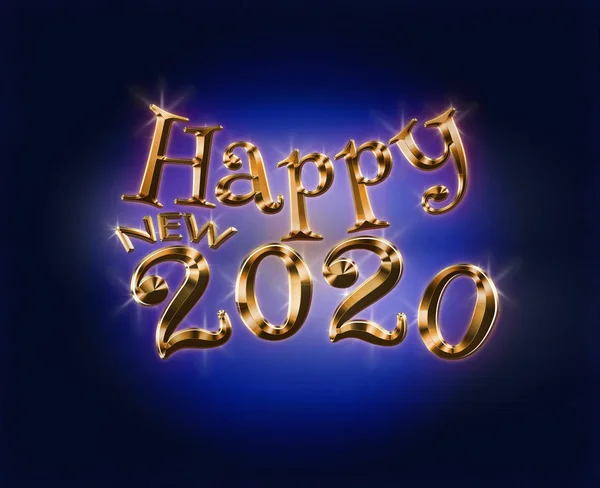 Holiday Illustration of Luxury Golden Metallic Happy New 2020 — Stock Photo, Image