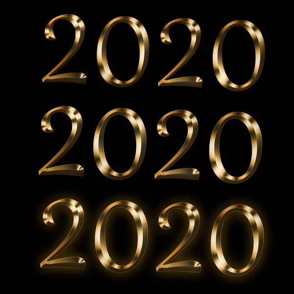 Gott Nytt 2020 År, Holiday Illustration av Lyxiga Gyllene Metalliska Siffror 2020 — Stockfoto