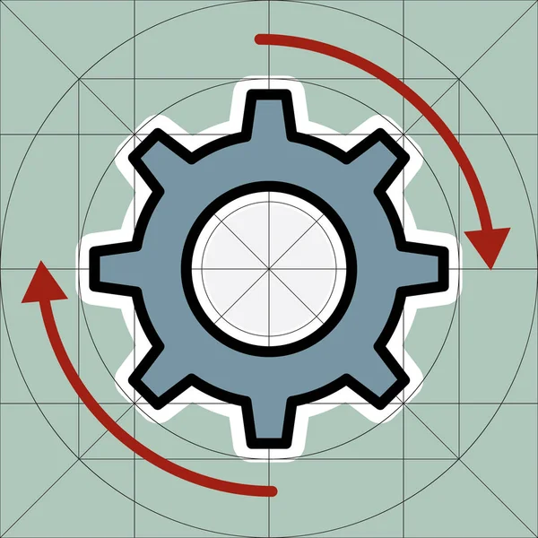 Ícone Cogwheels Estilo Plano Moda Com Shodow Fundo Engenharia Engrenagens — Vetor de Stock