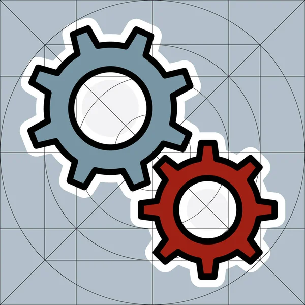 Icono Ruedas Coidales Estilo Tendencias Flat Con Shodow Fondo Ingeniería — Vector de stock